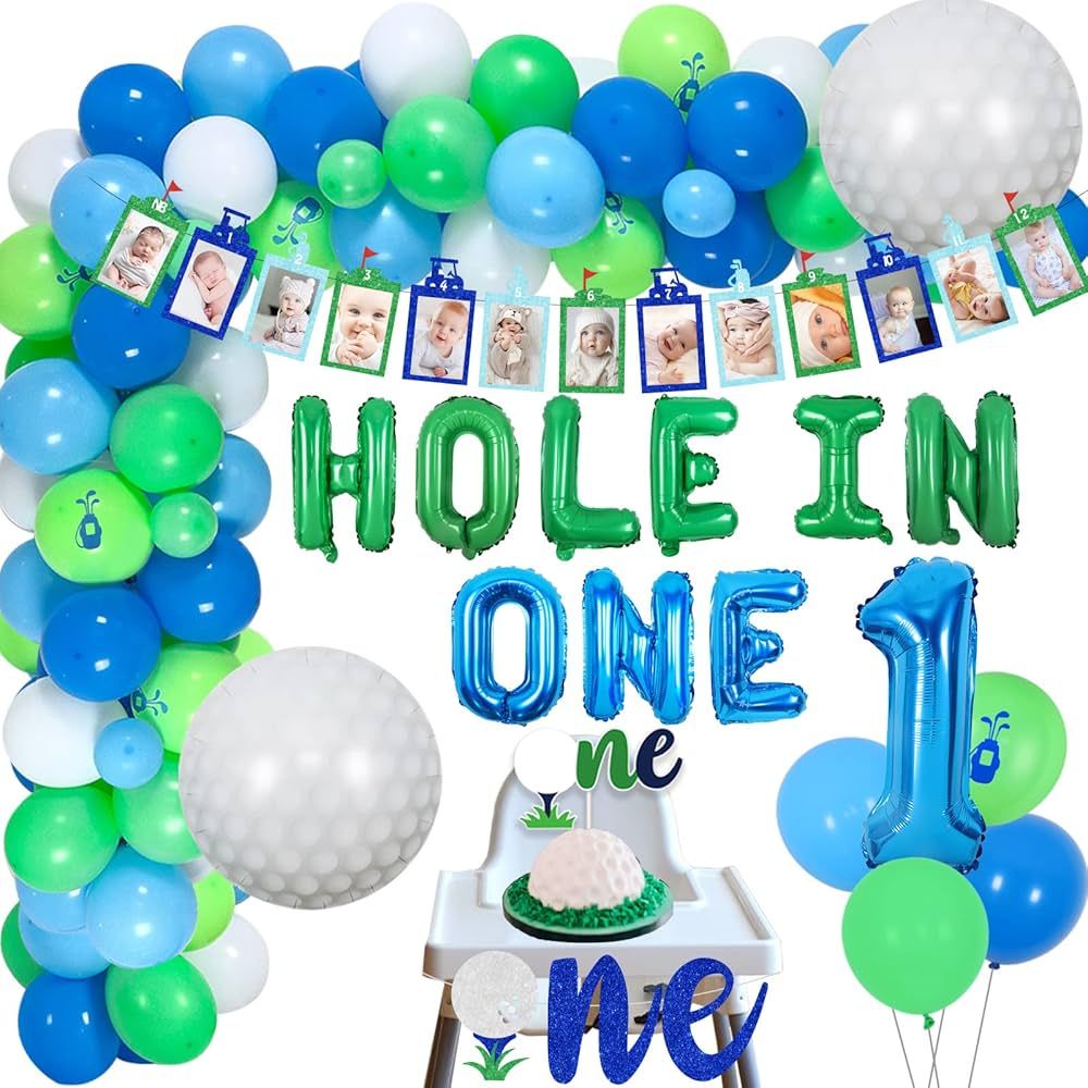 Golf 1st Birthday Decorations, Hole In One Balloon Garland Arch Kit, Golf Photo Banner, One High ... | Amazon (US)