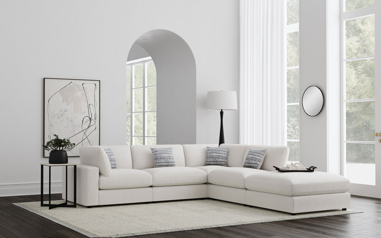 Serene 5-Piece Upholstered Modular Sectional Sofa In Beige | 1stopbedrooms