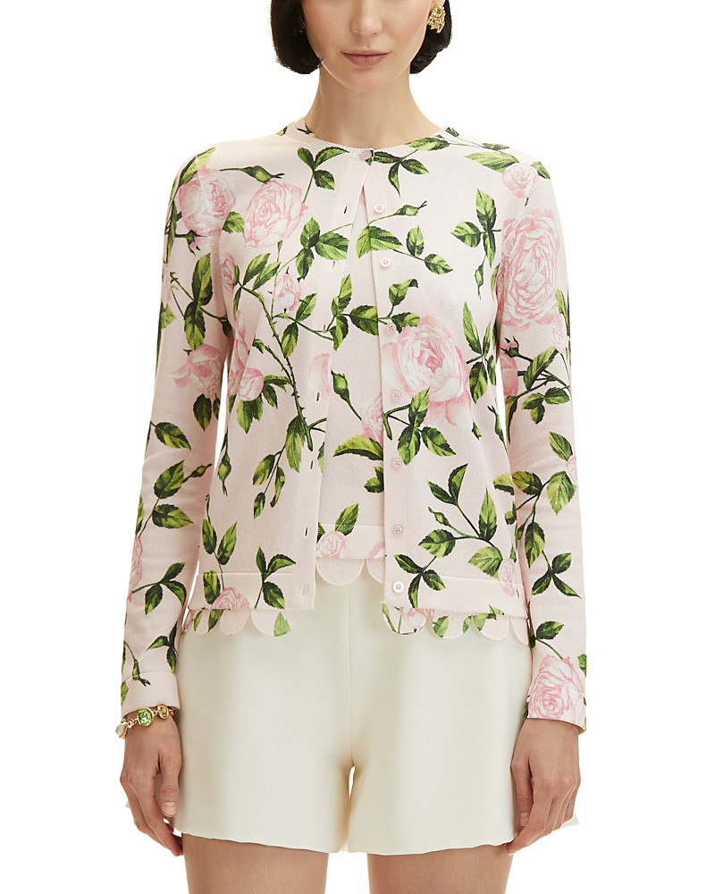 Oscar de la Renta English Rose Print Cardigan | Bloomingdale's (US)