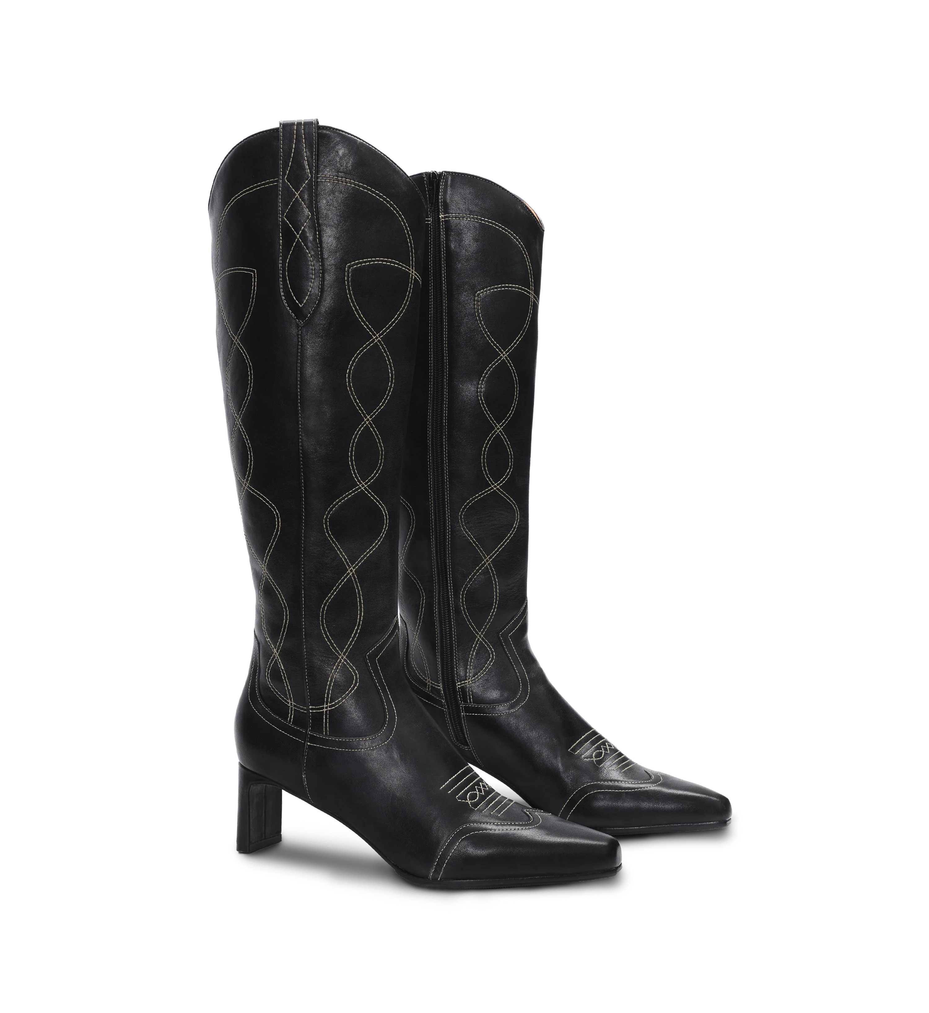 Softtail Black Leather Knee High Boots | Bared Footwear | Bared Footwear