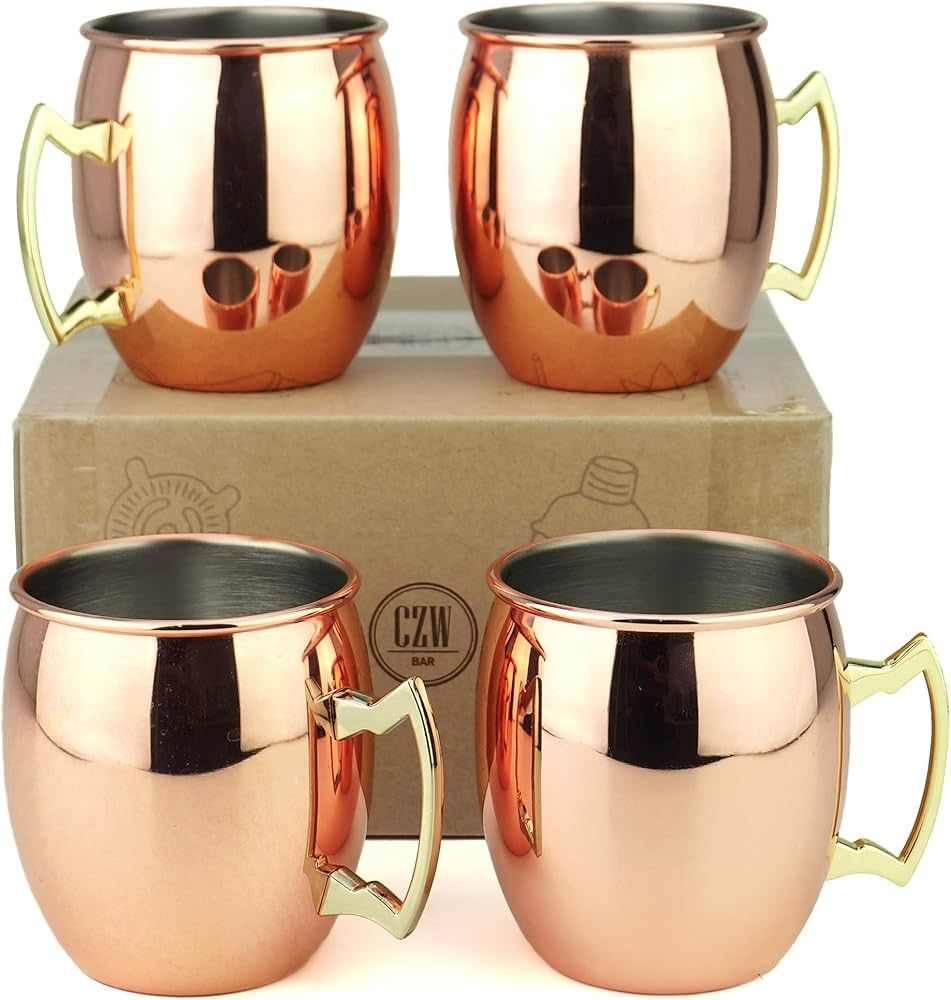 PG Copper/Rose Gold Plated Stainless Steel Moscow Mule Mug - Bar Gift Set 4 - Factory Direct (19 ... | Amazon (US)