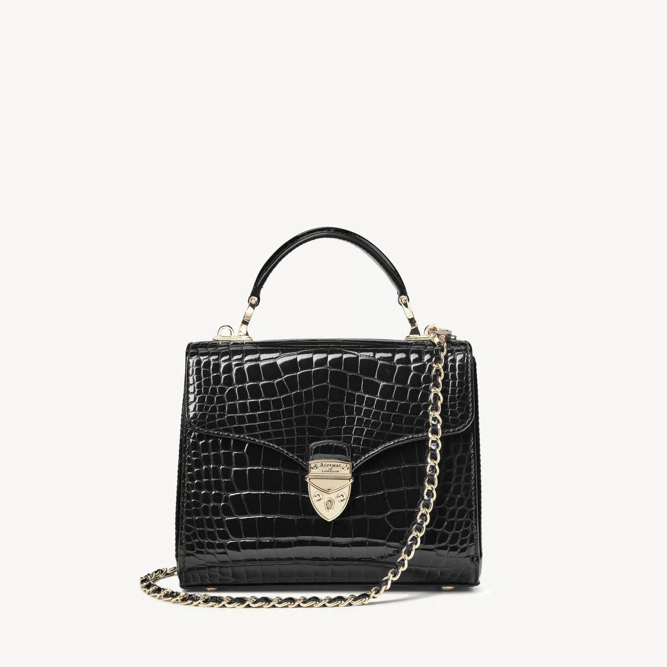 Midi Mayfair® Bag

        
            
            Black Patent Croc | Aspinal of London