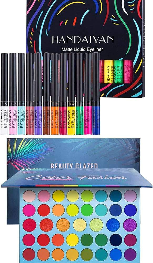 BestLand 12 Colors Matte Liquid Eyeliner Set Rainbow Colorful Neon Eyeliner Pencil & 39 Color Rai... | Amazon (US)