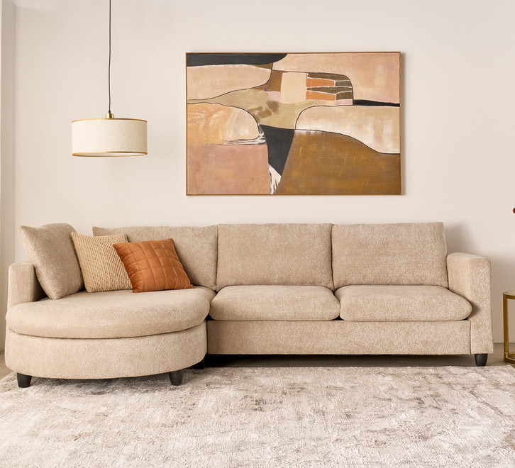 Chelsea 3 Seater Beige Left Chaise Sofa | Fantastic Furniture