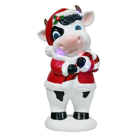Lighted Blow Mold Cow Indoor/Outdoor Christmas Decoration, Red/White/Black, 24", by Holiday Time | Walmart (US)
