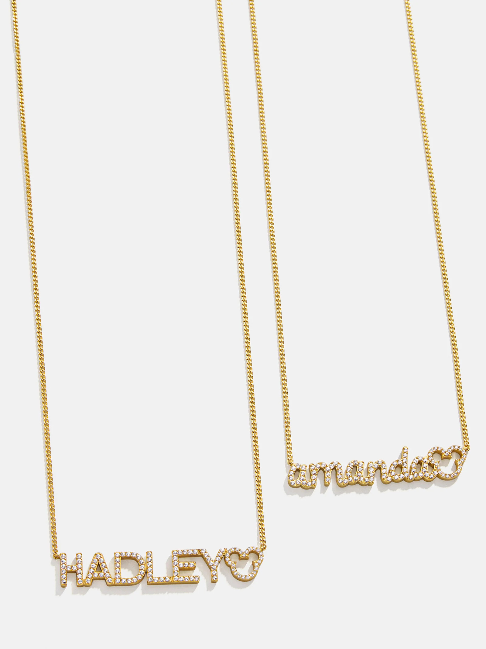 Disney Mickey Mouse 18K Gold Plated Sterling Silver Custom Nameplate Necklace - Gold/Pavé - Large / Block | BaubleBar