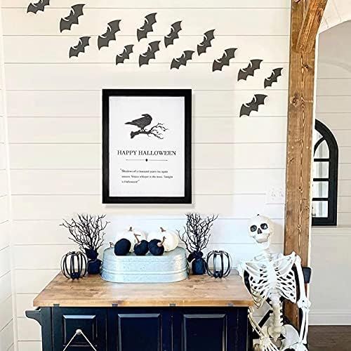 Halloween Decor | Happy Halloween Farmhouse Wall Sign | Black Wooden Frame 14''x11'' with Terrify... | Amazon (US)