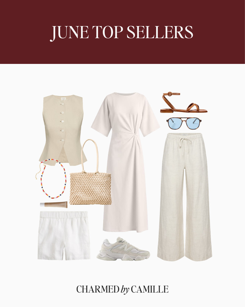 Last month's top sellers according to you 💫 These easy, breezy summer neutrals will be never favorites in your closet! These linen pants are a favorite and are currently on major sale and this white midi dress can easily go from day to night.  

 #LTKSeasonal