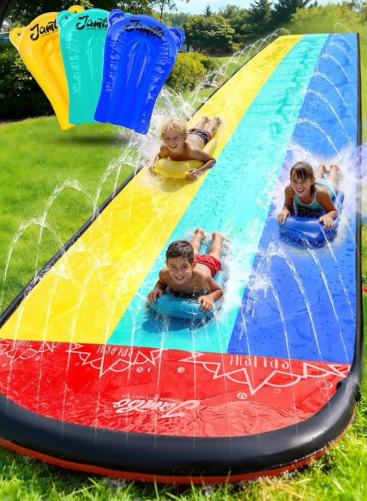 JAMBO XL 20Ft Premium Slip and Slide with 3 Bodyboards, Heavy Duty Water Slide- Advanced 3-Way Wa... | Amazon (US)