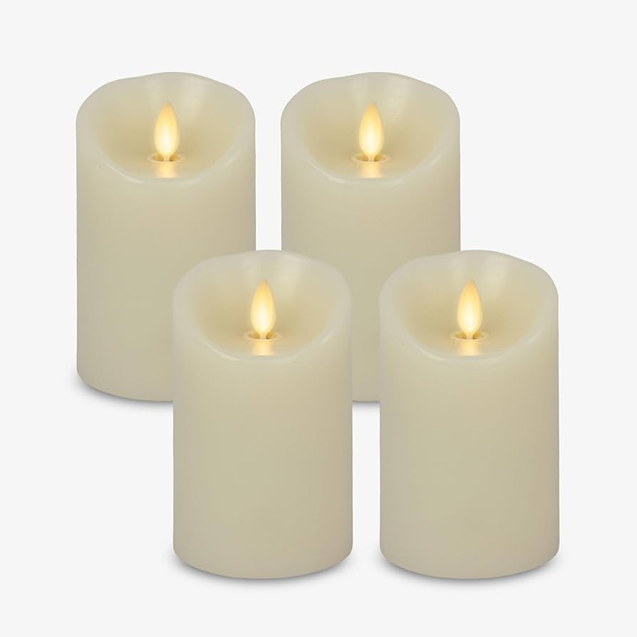 Luminara - Flameless LED Battery Operated Flickering Pillar Candles - Ivory - Pack of 4-3x4.5 - R... | Amazon (US)