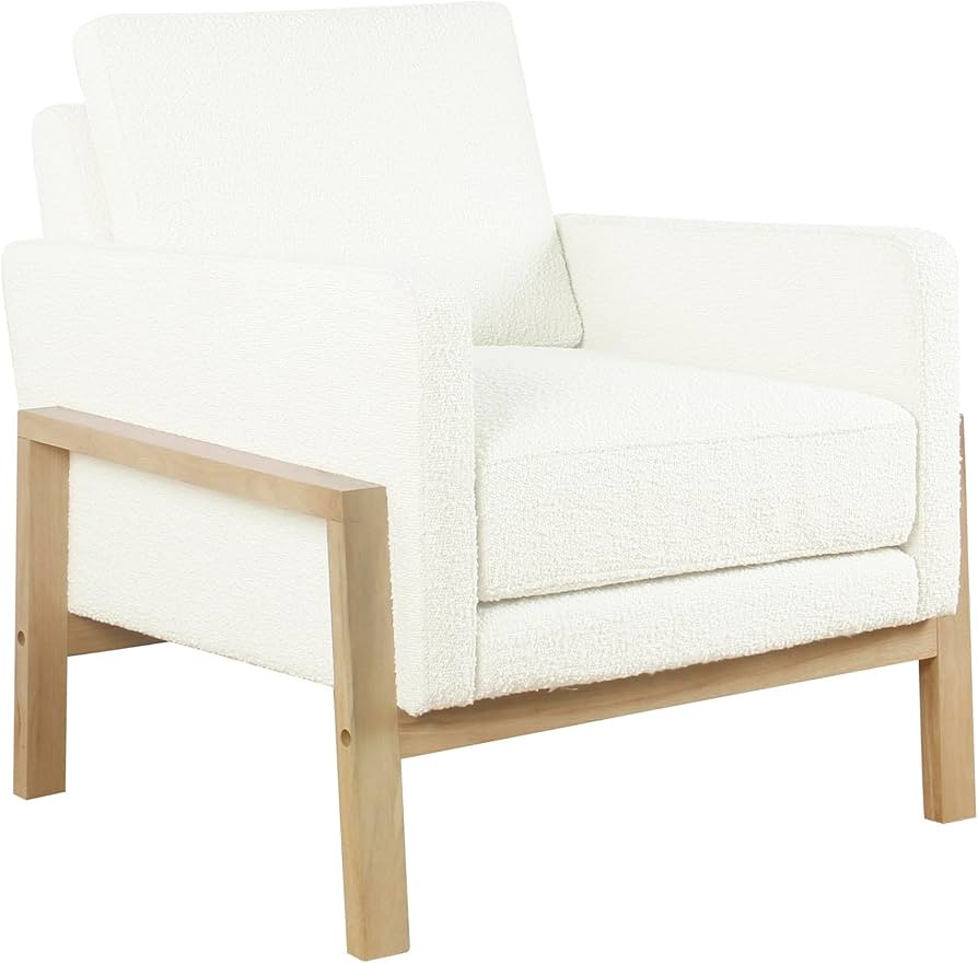 HomePop Exposed Wood Frame Home Decor | Accent Chairs for Living Room & Bedroom, Cream | Amazon (US)