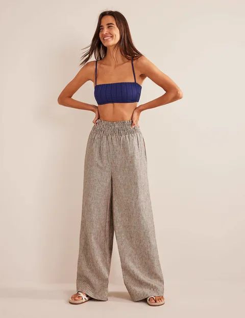 Linen Shirred Waist Trousers | Boden (UK & IE)