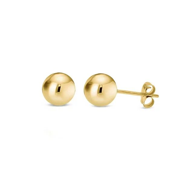 14K Yellow Gold Filled Round Ball Stud Earrings Pushback 8mm - Walmart.com | Walmart (US)