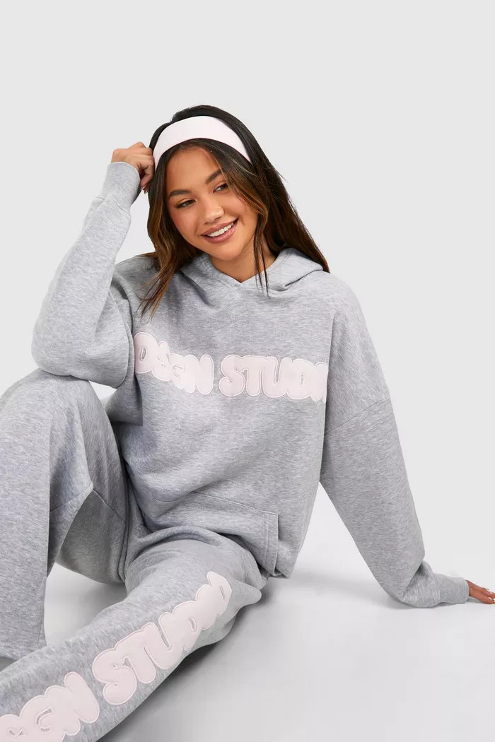 Dsgn Studio Self Fabric Applique Oversized Hoodie | Boohoo.com (UK & IE)