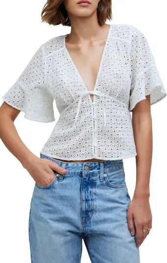 Eyelet Tie Front Top | Nordstrom