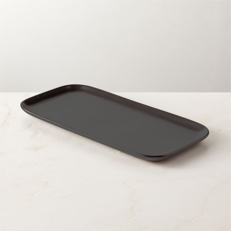 Mori Rectangular Matte Black Serving Platter Large | CB2 | CB2