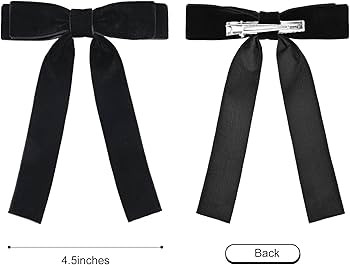 2PCS Black Velvet Bows Girls Hair Clip Ribbon Accessories for Baby Toddlers Teens Kids | Amazon (US)