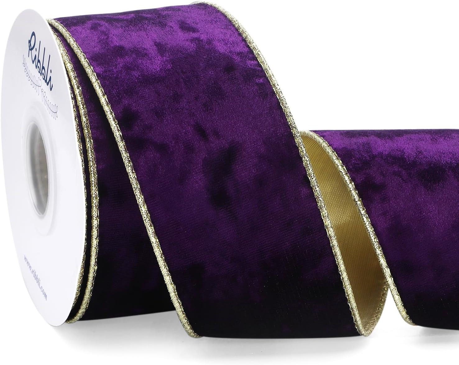 Amazon.com: Ribbli Purple Velvet Wired Ribbon 2.5 Inch Metallic Purple Gold Crushed Velvet Christ... | Amazon (US)