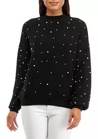 Crown & Ivy™ Plus Size Pearl Jeweled Sweater | Belk