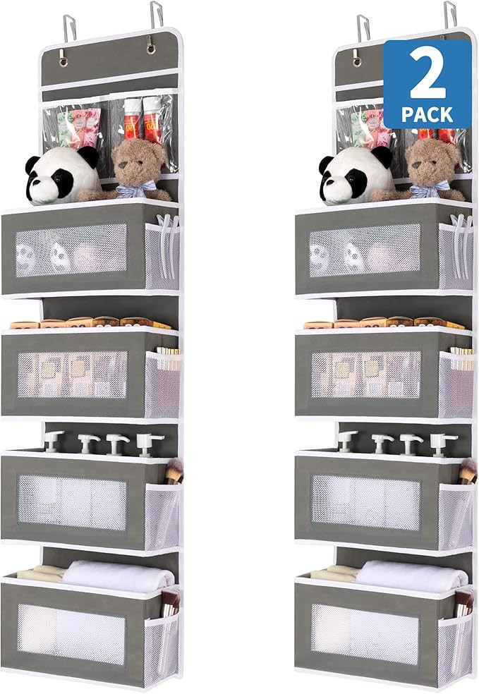 JARLINK 2 Pack Over The Door Hanging Organizer with 4 Large Pockets, Back of Door Storage for Bab... | Amazon (US)