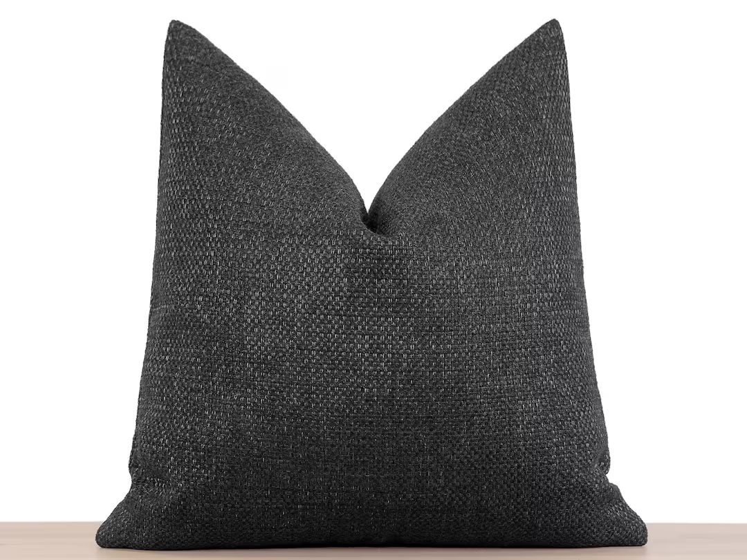 Woven Dark Gray Pillow Cover, Throw Pillow Cover, Euro Sham Cover, Boho Pillow Cover, Grey Cushio... | Etsy (US)