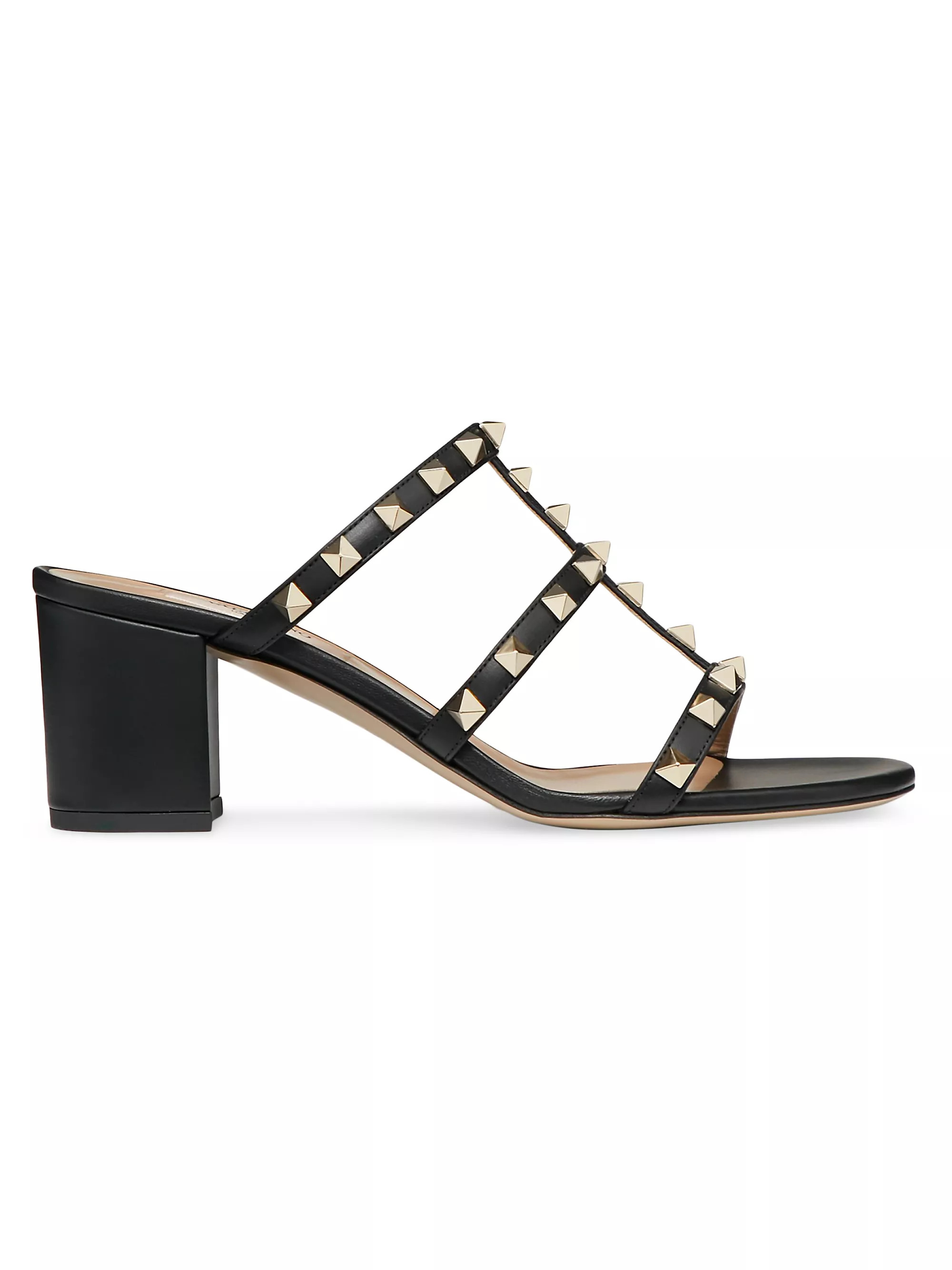 Rockstud Calfskin Leather Slide Sandals 60MM | Saks Fifth Avenue