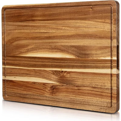 2 Piece Acacia Wood Cutting Board, 20x15 & 24x18 Inch Wooden Chopping Board Butcher Block with Deep Juice Grooves for Home Commercial Kitchen | Target