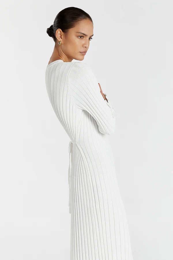 ADA OFF WHITE LONG SLEEVE MIDI DRESS | DISSH