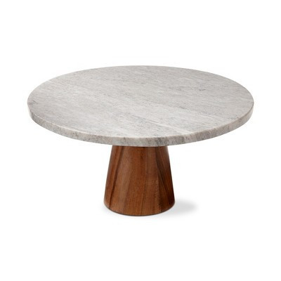 tagltd Onyx Marble Cake Plate and Dessert Stand 12in White Melamine Serveware for Everyday Use | Target