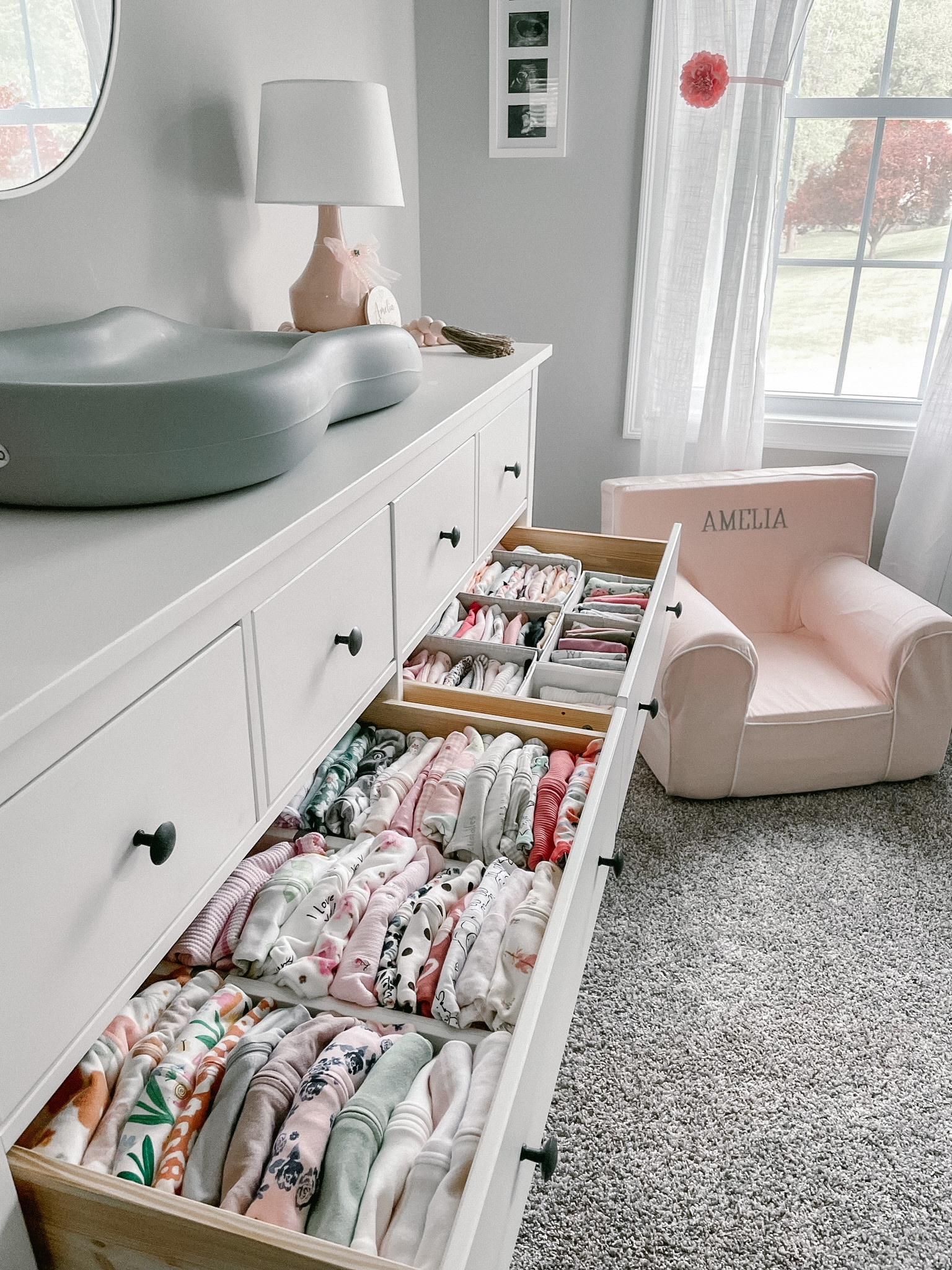 Nursery drawer organization🤍 a mix of drawer separators and small organizing cubes of varying sizes. I organized the sleepers, shirts and pants by size here 



#LTKhome #LTKbaby #LTKfamily