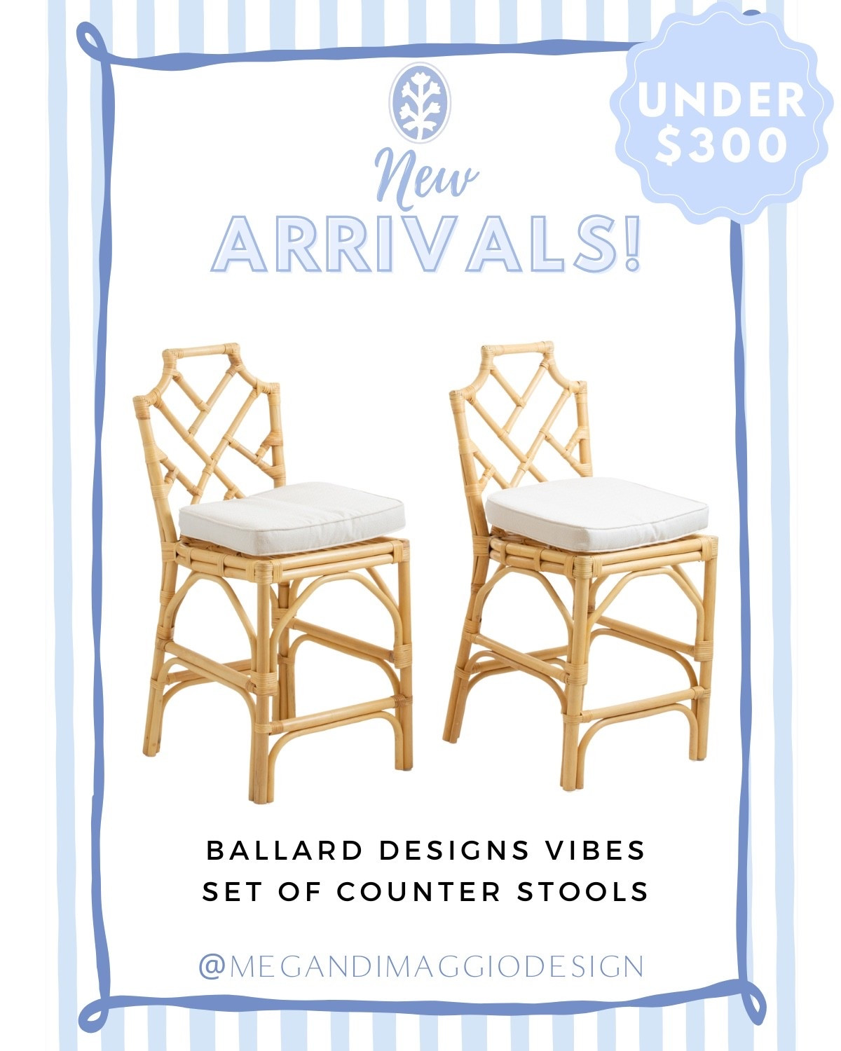 Just added online!! Ballard design inspired Chippendale style bamboo counter stools in this pretty natural color!! Can’t believe a pair is under $300!!! Use code: SHIP89 for free shipping! 🙌🏻

#LTKSaleAlert #LTKHome