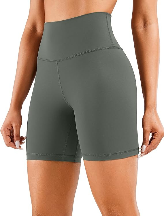 CRZ YOGA Women's Naked Feeling Biker Shorts - 6 Inches High Waist Yoga Workout Running Gym Spande... | Amazon (US)