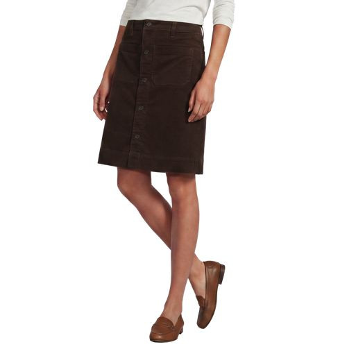 Women's Plus Size Corduroy Mid Rise Button Through Above the Knee Skirt - Lands' End - Brown - 26W | Lands' End (US)