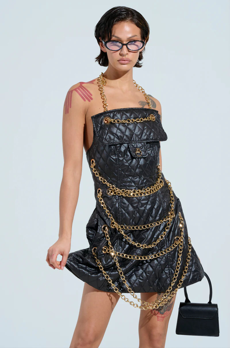 GOOD VIBES QUILTED NYLON MINI DRESS | AKIRA