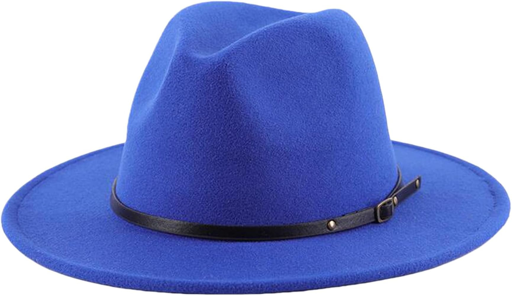 Unisex Womens Mens Adjustable Classic Wide Brim Belt Buckle Fedora Hat Felt Panama Hat Church Jaz... | Amazon (US)
