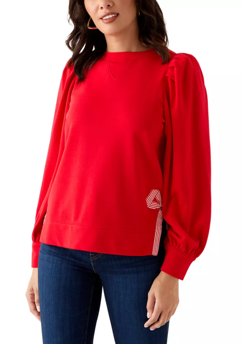 Women's Long Bow Puff Sleeve Sweatshirt | Belk