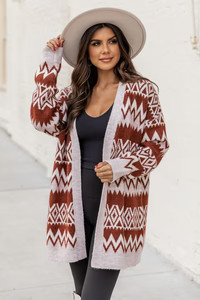 Refreshing Thoughts Brick Fair Isle Cardigan | Pink Lily