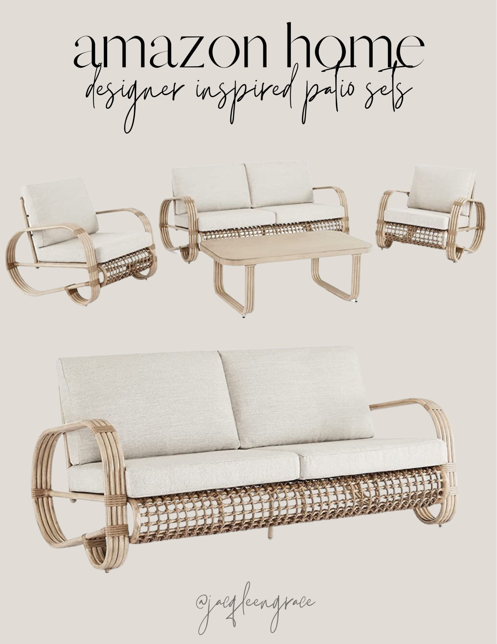 Amazon home designer inspired patio set. Budget friendly finds. Coastal California. California Casual. French Country Modern, Boho Glam, Parisian Chic, Amazon Decor, Amazon Home, Modern Home Favorites, Anthropologie Glam Chic. 

#LTKAsia #LTKFind #LTKstyletip