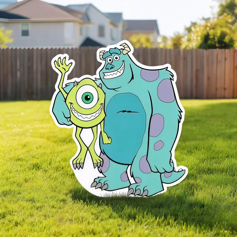 Monsters Inc Yard Sign Mike Sulley Cutouts Monsters University Birthday Life Size Cutout Standee ... | Etsy (Global)