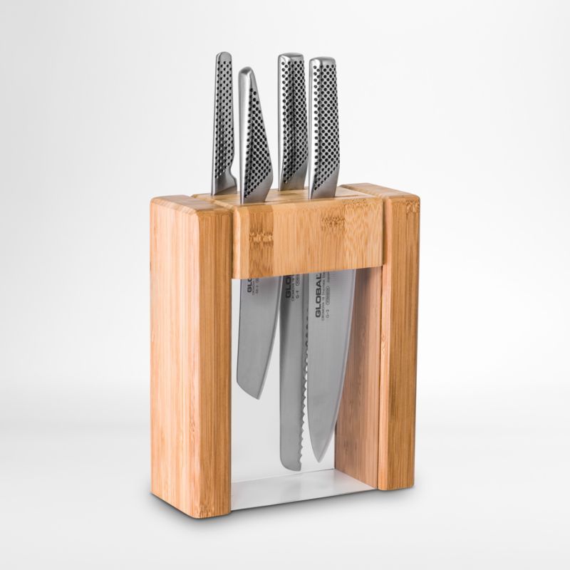 Global TEIKOKU 5-Piece Wood Knife Block Set + Reviews | Crate & Barrel | Crate & Barrel