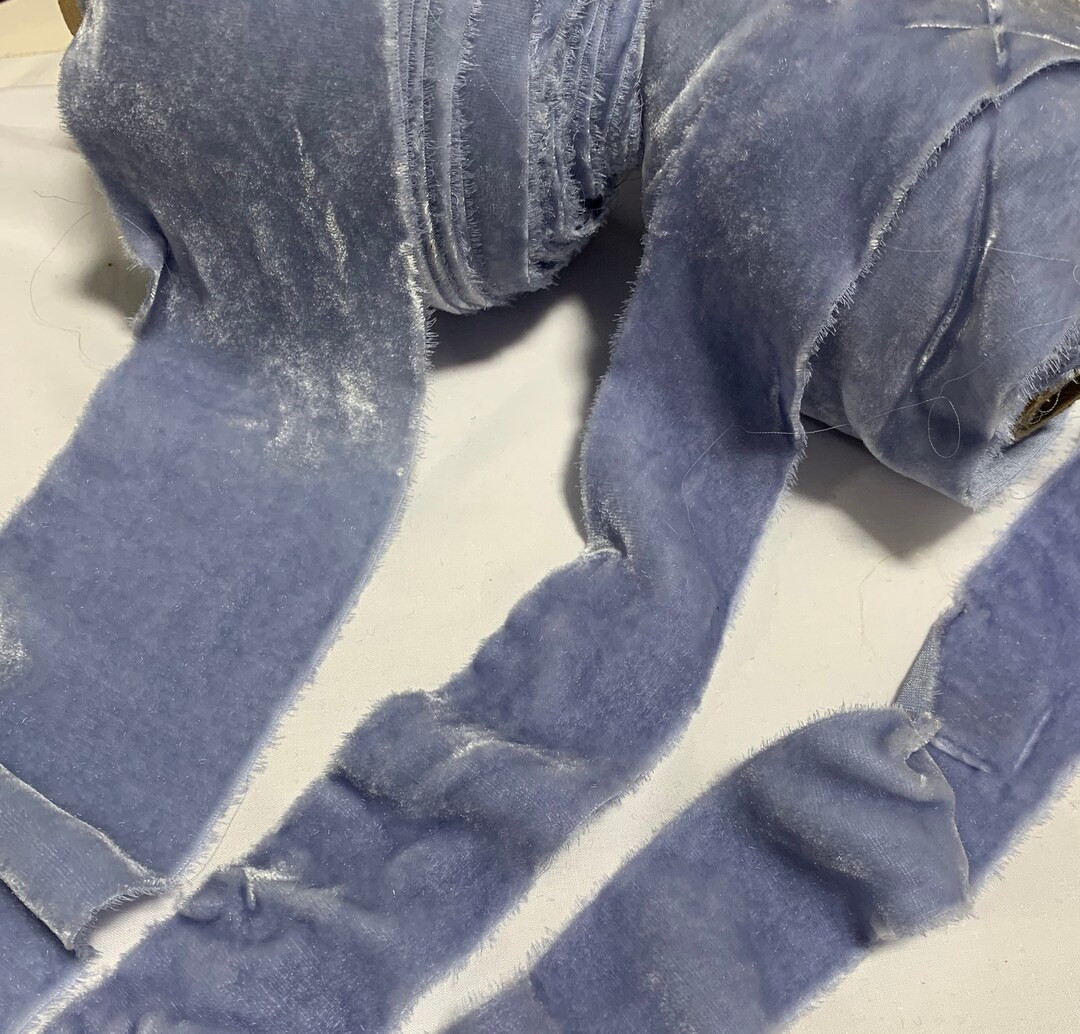 Hand Dyed French Blue Silk Velvet Ribbon ( 4 Widths to choose from) | Etsy (US)