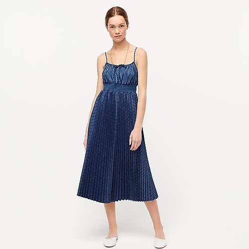 Smocked-waist pleated dress in gingham | J.Crew US