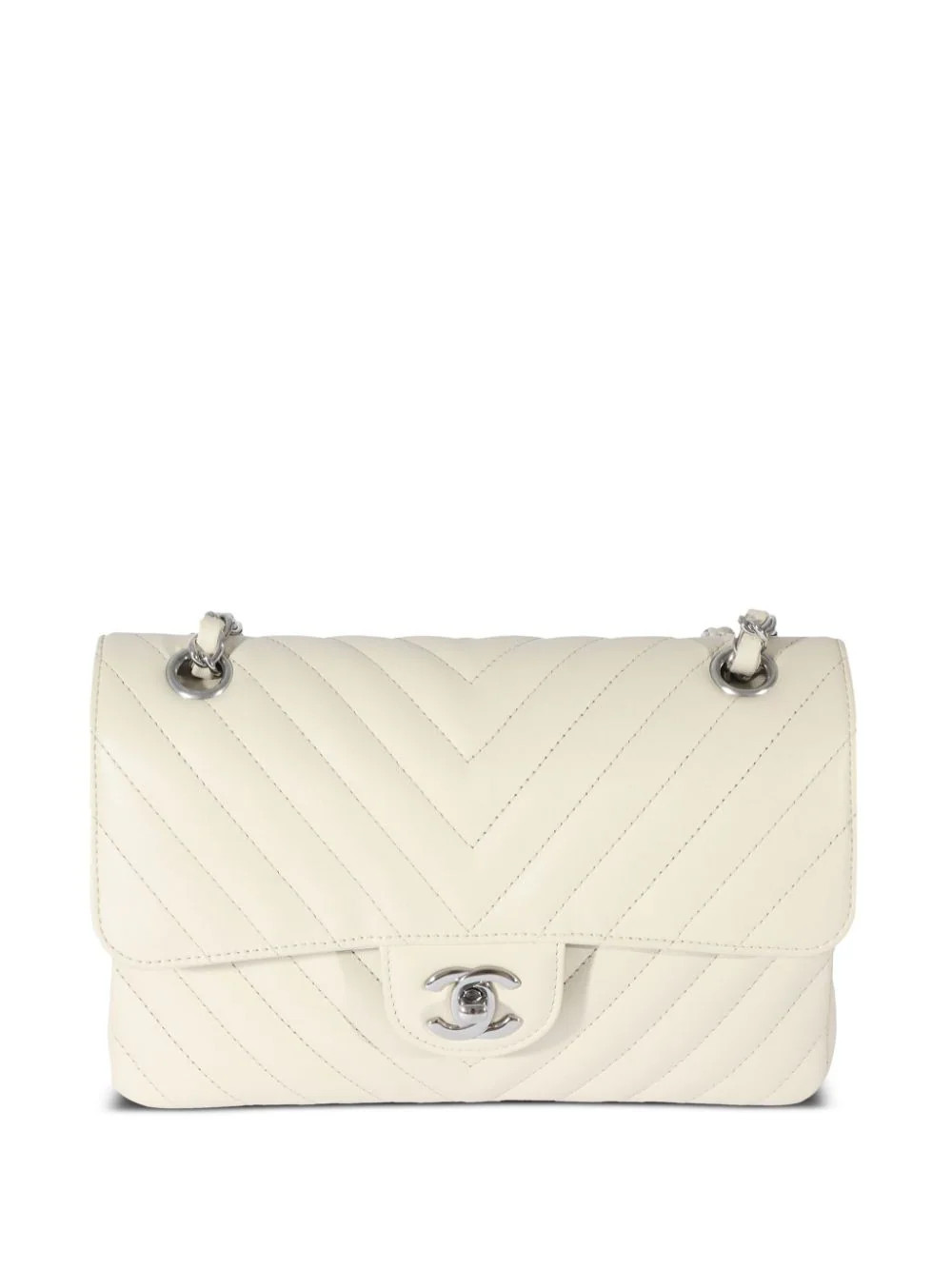 CHANEL Pre-Owned 2022 small chevron quilted shoulder bag - White | Farfetch Global