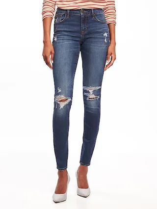 Old Navy Womens Mid-Rise Distressed Rockstar Super Skinny Jeans For Women Dark Worn Size 0 | Old Navy US