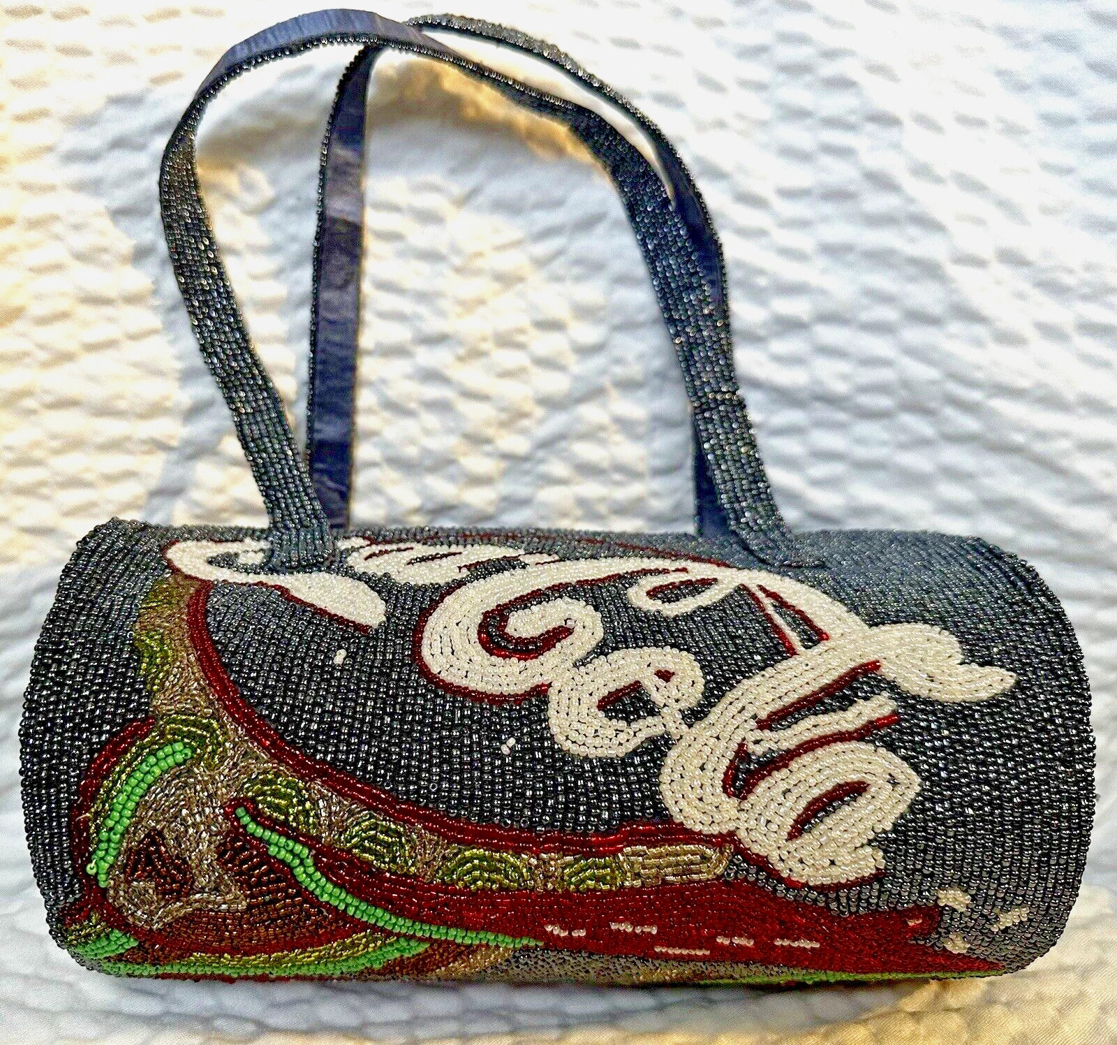 VINTAGE COCA COLA BEAUTIFUL EMBROIDERED BEADED SHOULDER BAG PURSE IN GRAY NWOT  | eBay | eBay US