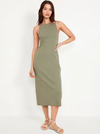 Sleeveless Rib-Knit Midi Dress | Old Navy (CA)