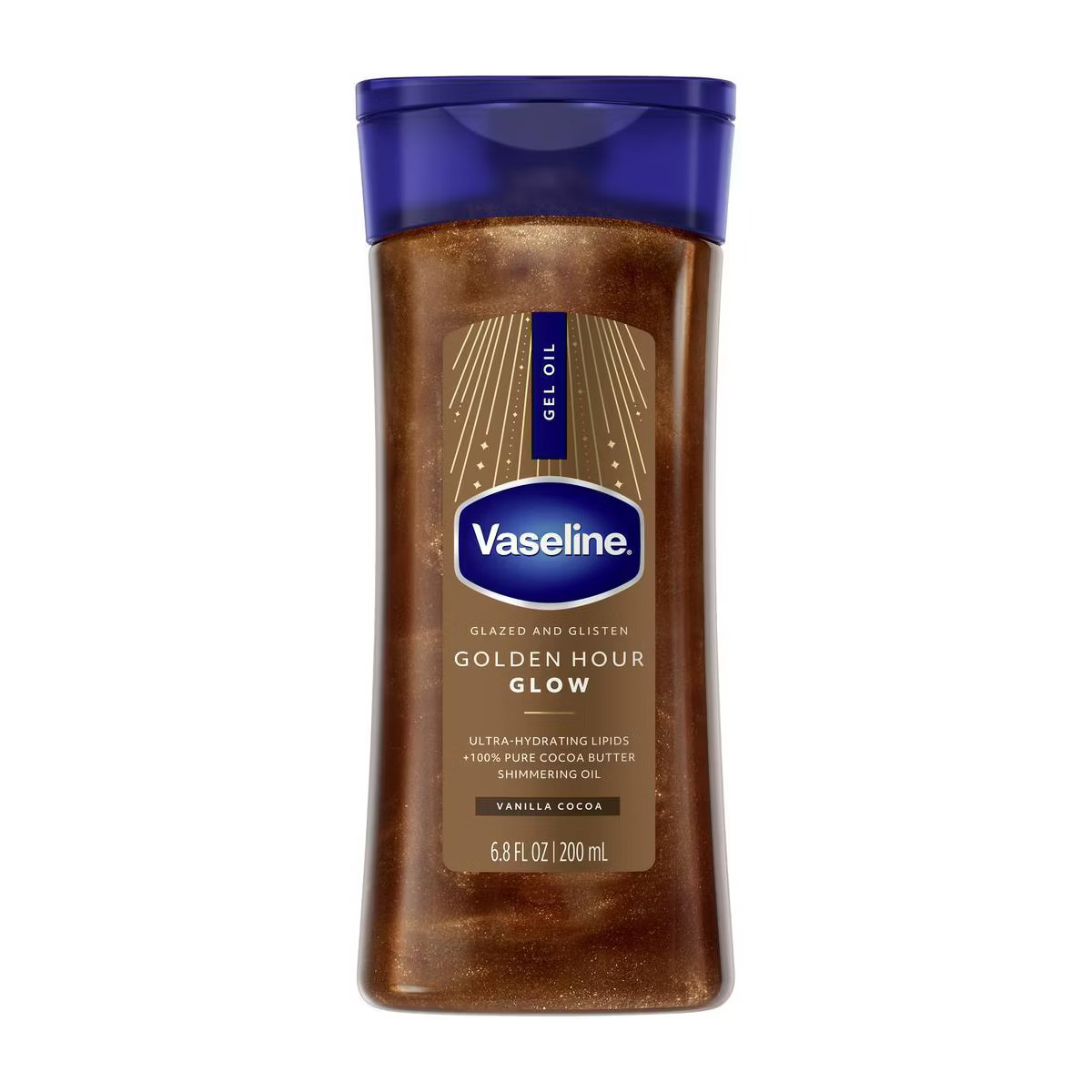 Vaseline Glazed & Glisten Vanilla Cocoa Shimmering Gel Body Oil - Golden Hour Glow - 6.8 fl oz | Target