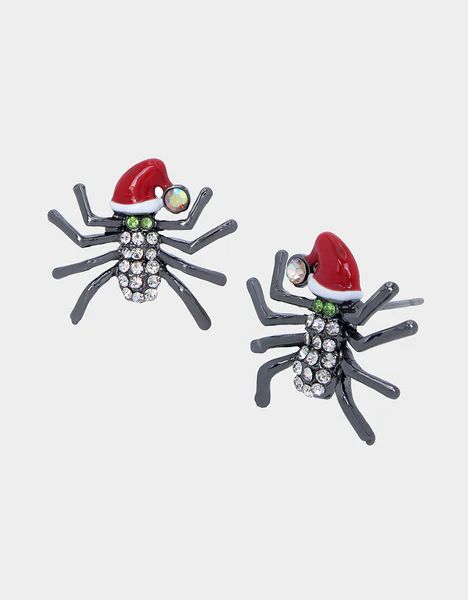 SCARY MERRY SANTA SPIDER STUDS RED | Betsey Johnson