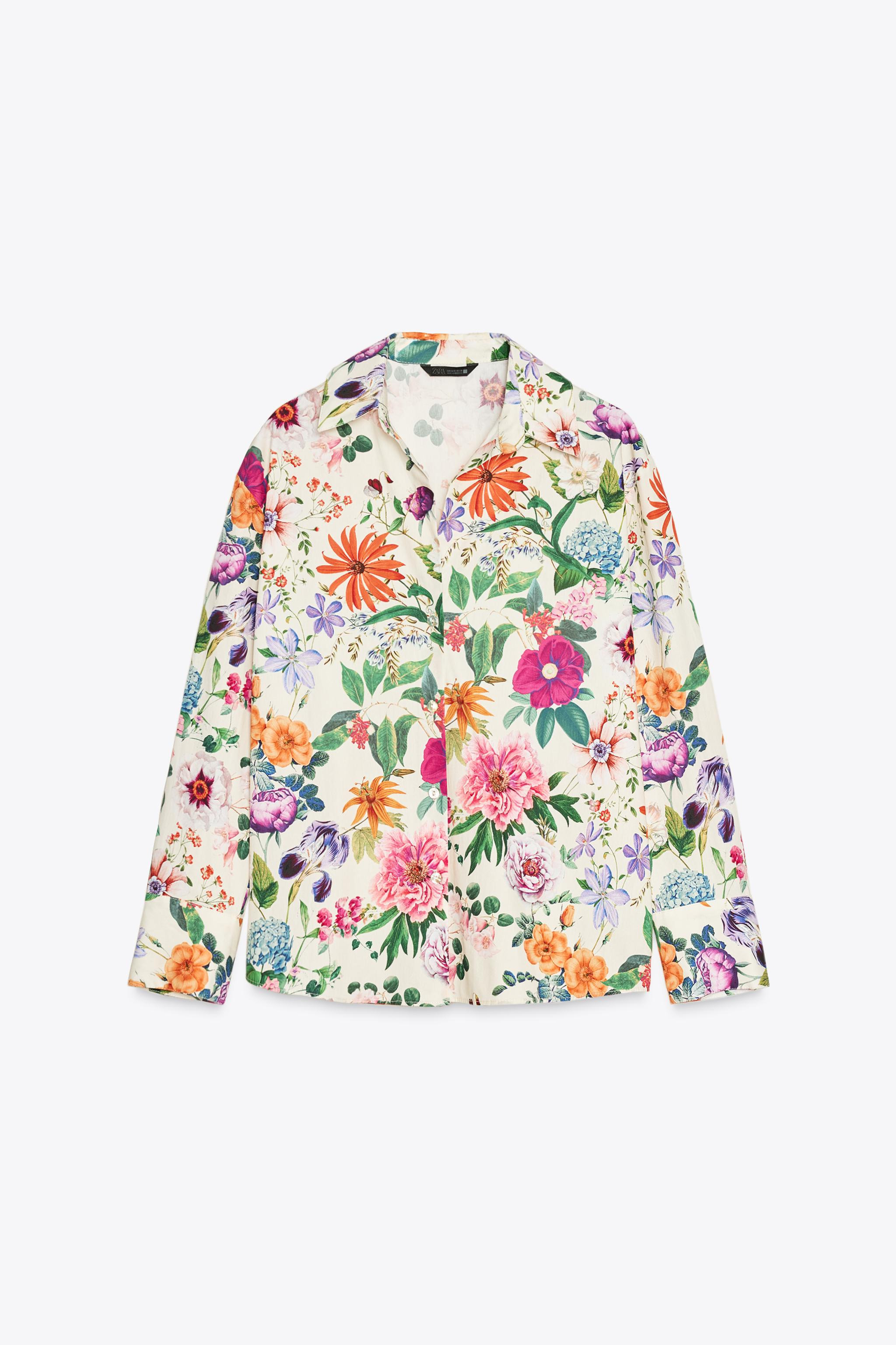 FLORAL PRINT POPLIN SHIRT | Zara US