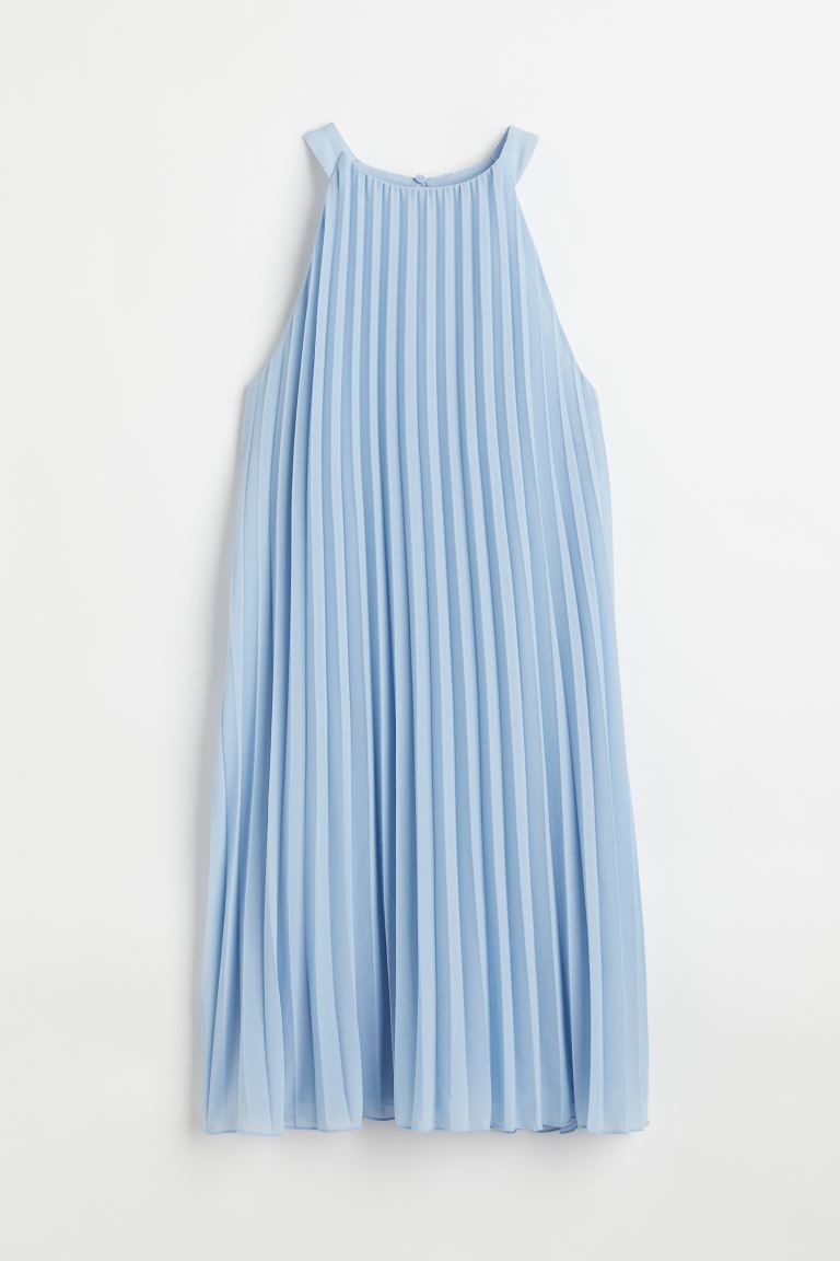 Short, sleeveless, pleated dress in airy, woven fabric. Subtle A-line cut with a round neckline. ... | H&M (US + CA)